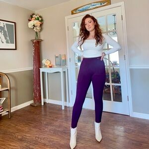 Anne Klein Deep Purple High-Rise Leggings